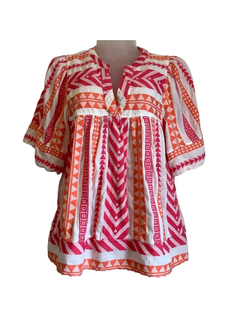 Old Navy Pink & Orange Embroidered Boho Tunic